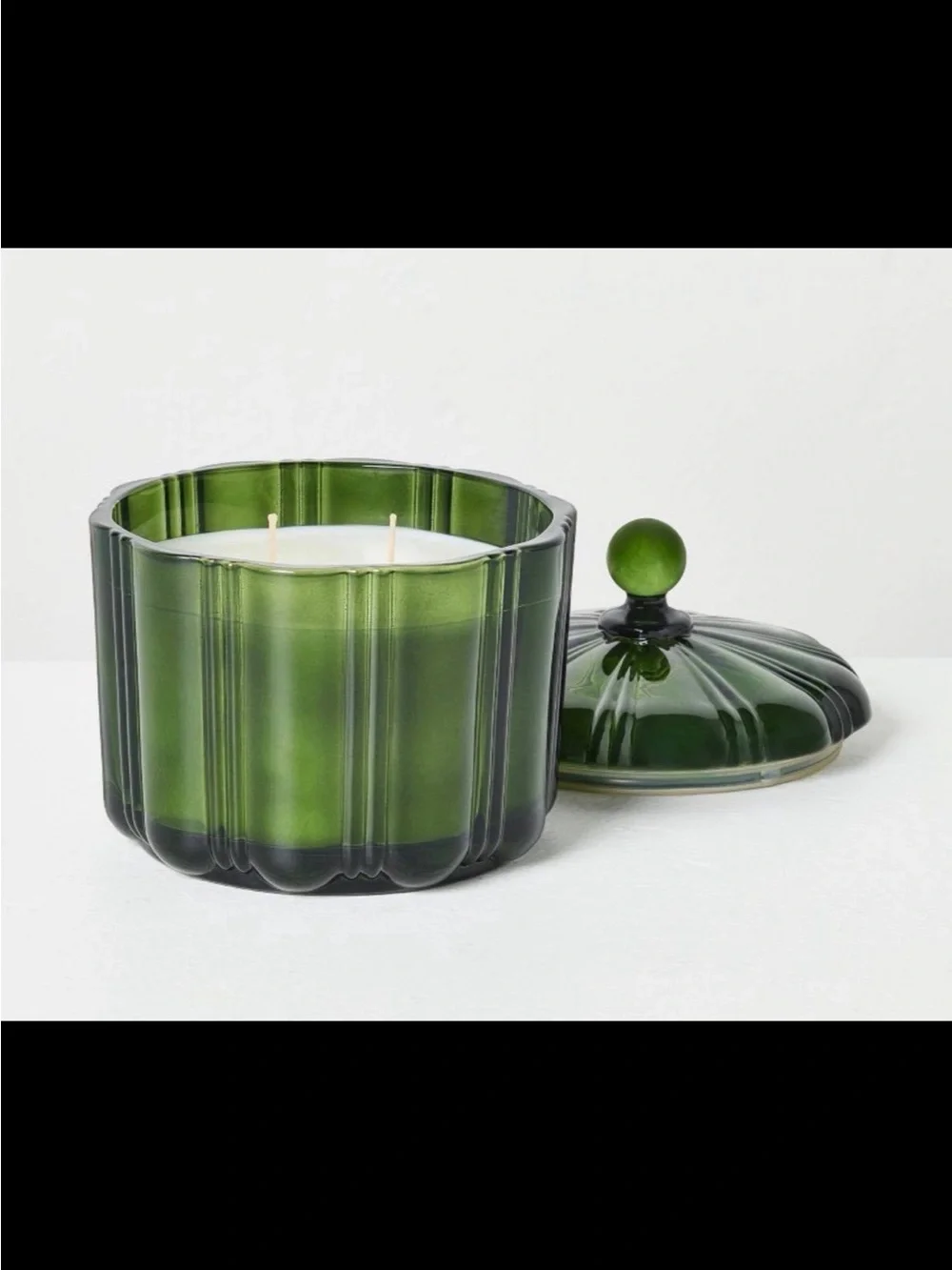 2 Wick Medium Glass with Lid green Jar Candle - Hearth & Hand with magnolia